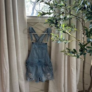 Abercrombie & Fitch Denim Distressed Overalls